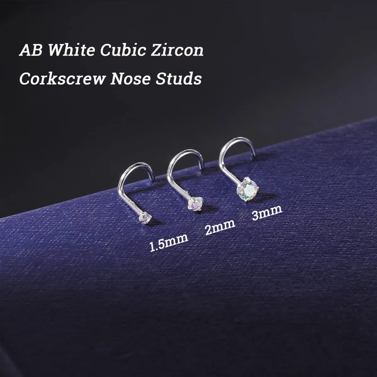 ZS 18K Oro Real 20G Nariz Anillo para Mujeres Hombres, 1.5mm 2mm 3mm CZ Diamante Simulado, Sólido 7mm Piercing Nariz Stud Joyas para el Cuerpo