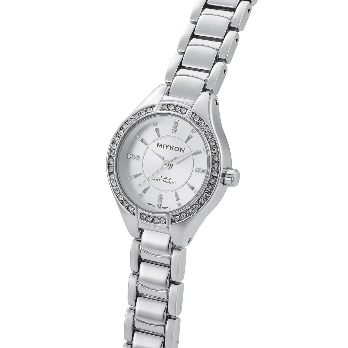 Miykon Relojes de plata y oro para mujer, pequeño y delicado reloj para mujer con cristales auténticos, pulsera de joyería para mujer pulida con iones, vidrio resistente a los arañazos, cuarzo japonés