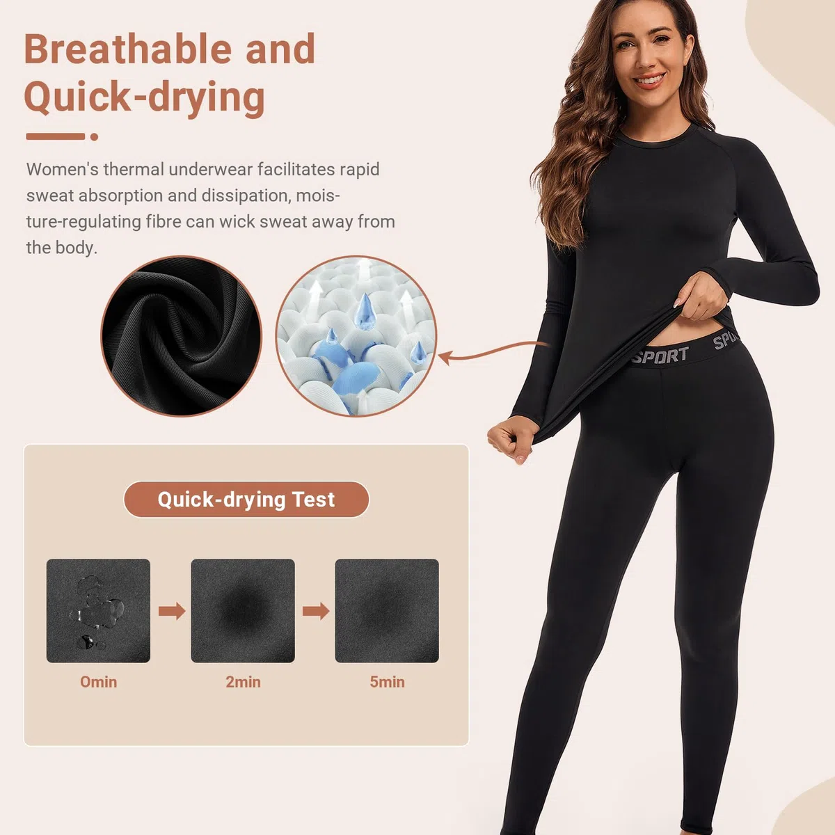 Leeboom Ropa Termica Mujer con Vellón Camisetas Termicas Mujer Invierno Ropa Interior Térmica Transpirable para Running Esquí Montaña Ciclismo