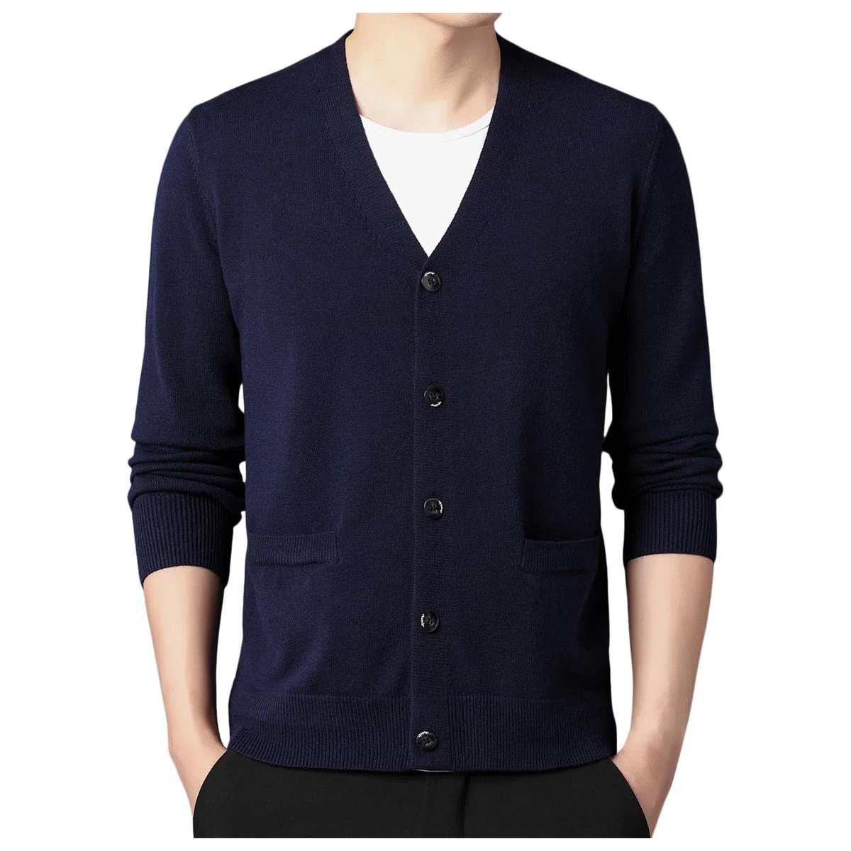 Cardigan Hombre Botones, Jersey Hombre Invierno Mangas Largas con Botones Y Solapa Cálido Chaqueta De Punto Informal Bloques De Color Suave Y Cómodo para Otoño E Invierno