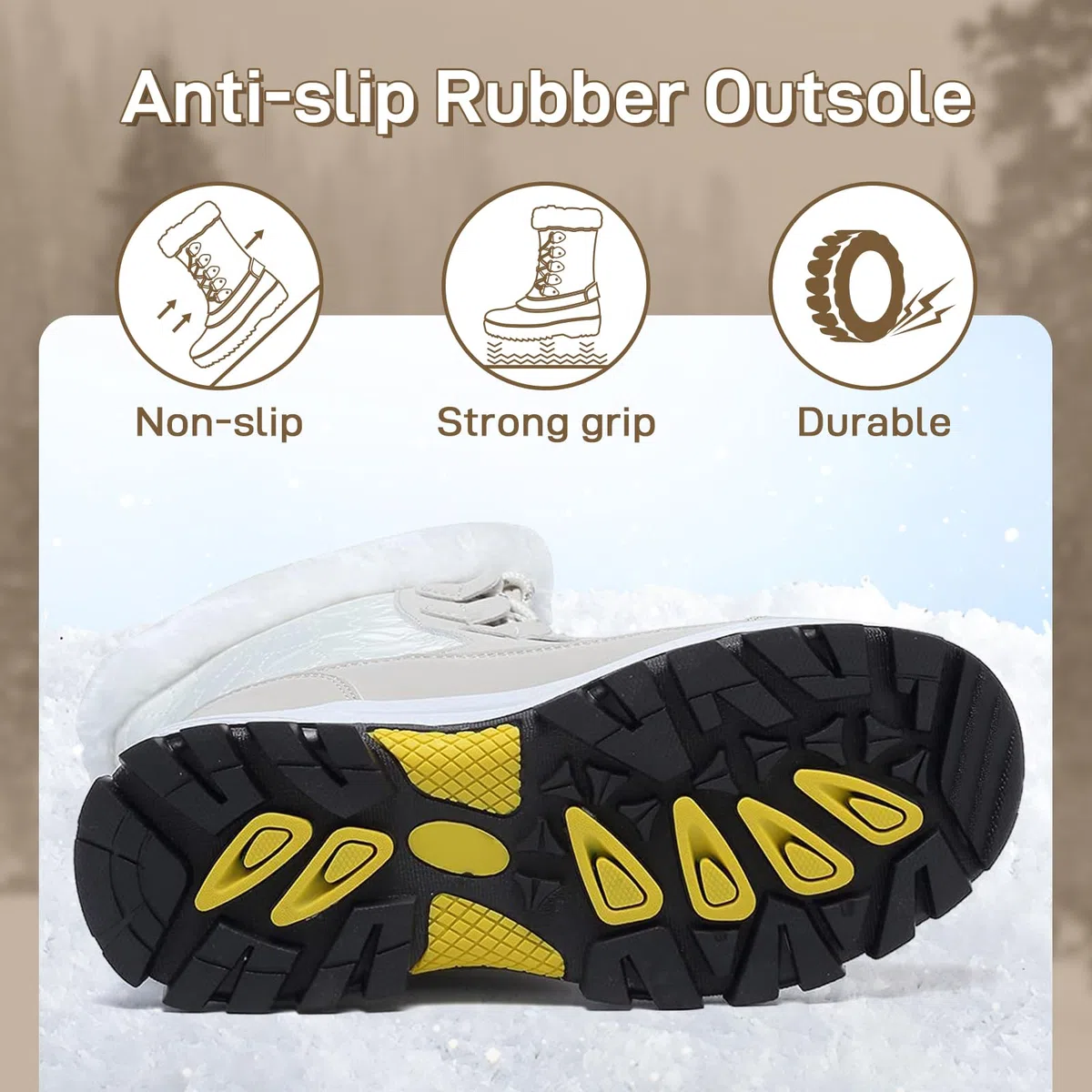 Botas de nieve para mujer, botas de invierno con forro de piel cálida, antideslizantes, botas de nieve a media pantorrilla, impermeables y resistentes al frío, zapatos para caminar al aire libre para