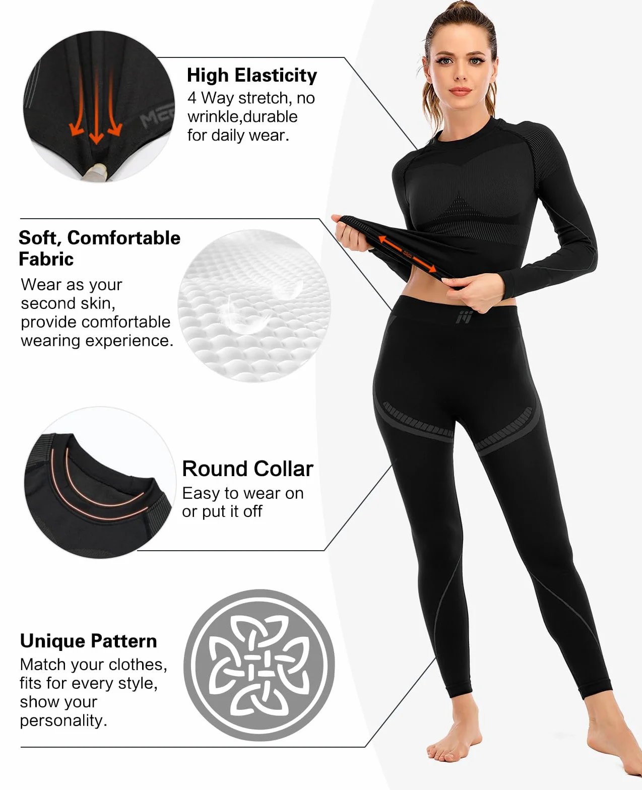 MEETWEE Conjunto de Ropa Interior térmica para Mujer, Ropa Interior de esquí, Ropa Interior térmica, Transpirable, de Secado rápido, cálido Invierno