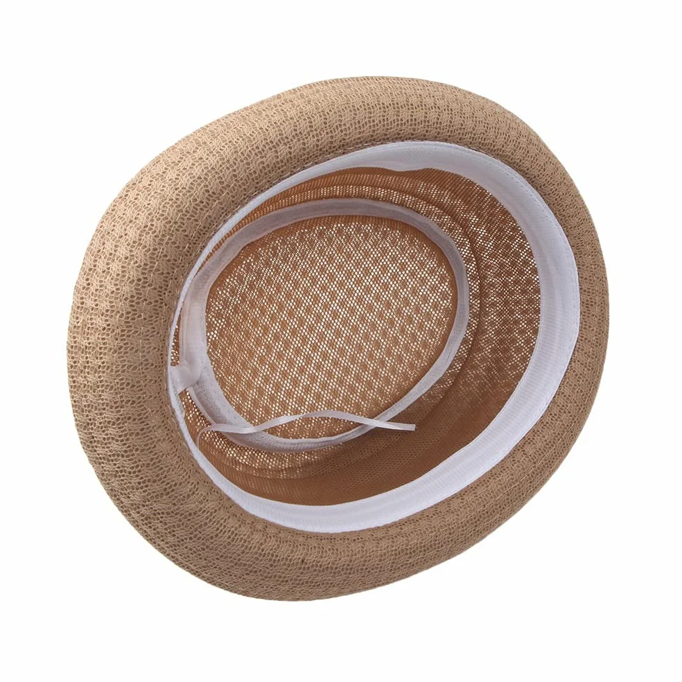 ZffXH Sombrero Pork Pie Hombre, 2 Piezas De Malla De Verano, Sombrero De Pastel De Cerdo, Sombreros De Bolos, Sombreros Frescos para Fiesta En La Playa, Gorra De Barco, Sombreros De Paja para Fiesta