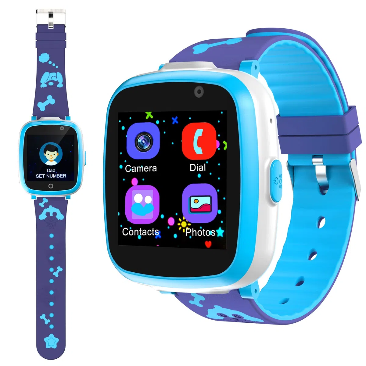 Reloj Inteligente, Relojes Llamadas Chat de Voz SOS Control Parental Cmara música Juegos multicolor Relojes Telefono Regalo para Niños Niña de 3-12 Años