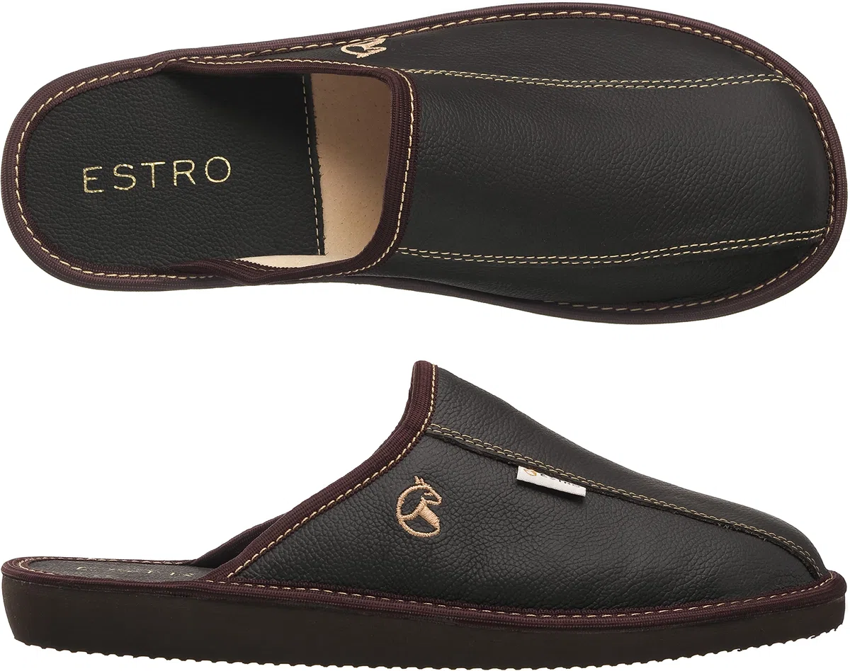 ESTRO Zapatillas De Casa Hombre Invierno Piel De Carnero Pantuflas Casa Hombre Lana Suela De Memoria FROST