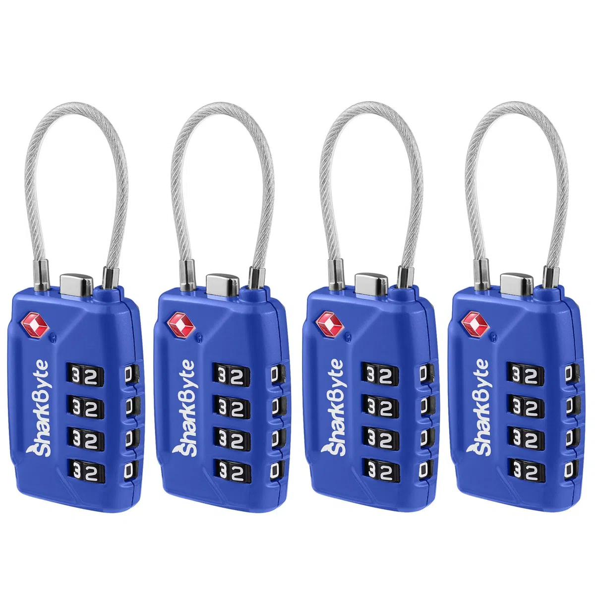SharkByte Candados de maleta aprobados por la TSA, candado de combinación de seguridad de 4 esferas, candado de viaje de alambre flexible para maletas, cerraduras de equipaje, bolsa de viaje, gimnasio