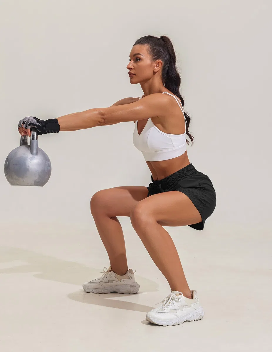 PINSPARK Pantalones Cortos Deportivos para Mujer 2 en 1 Pantalones Cortos de Entrenamiento Cintura Alta Pantalones Cortos Deportivos para Correr de Secado rápido con Bolsillos