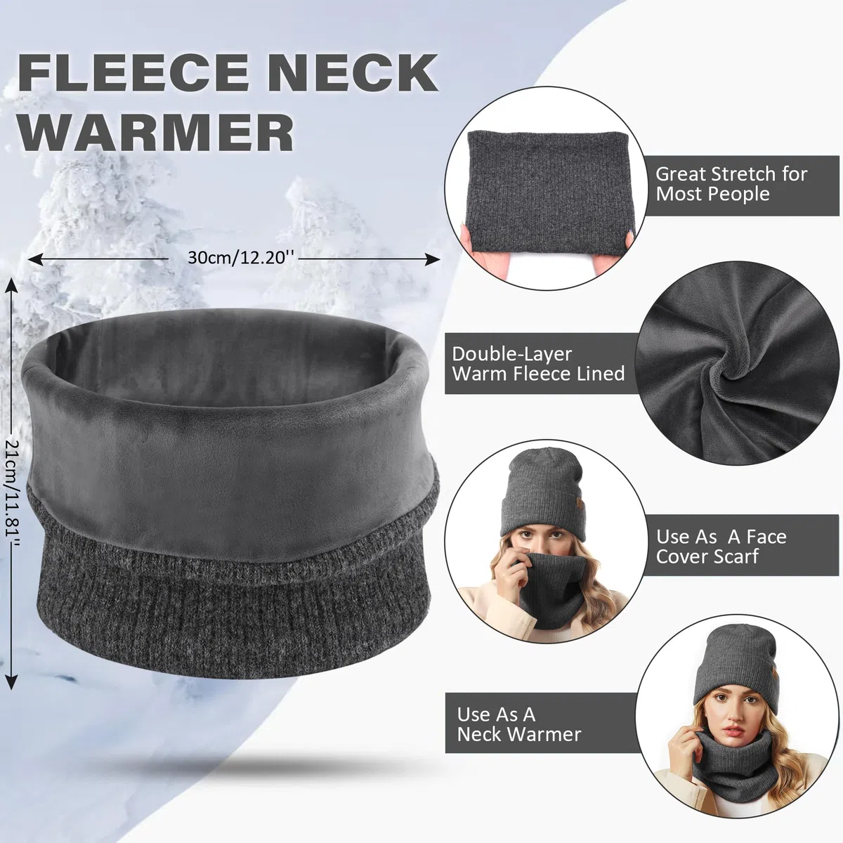 Mujer Hombre Invierno Termicos Gorro Beanie Bufanda Conjunto Tejido Slouchy Gorros Infinity Bufandas para Mujeres Hombres