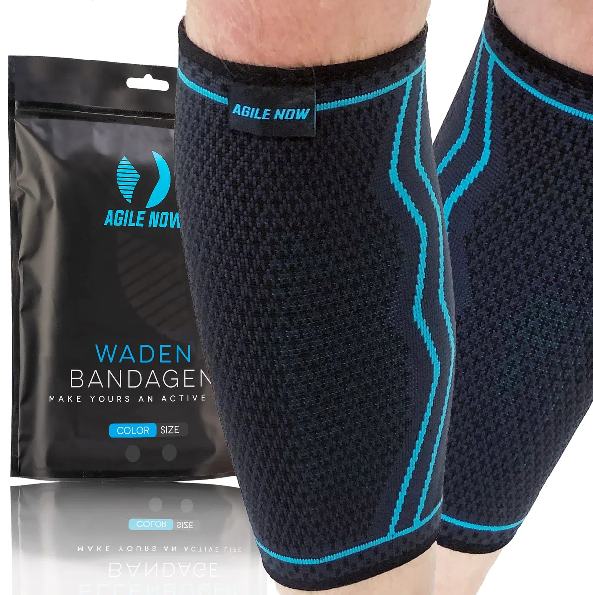 Juego de 2 pantorrilleras de compresión – Alivian la tensión y protegen los gemelos durante la actividad deportiva – Pantorrilleras unisex – Medias de compresión (XL) | Azul