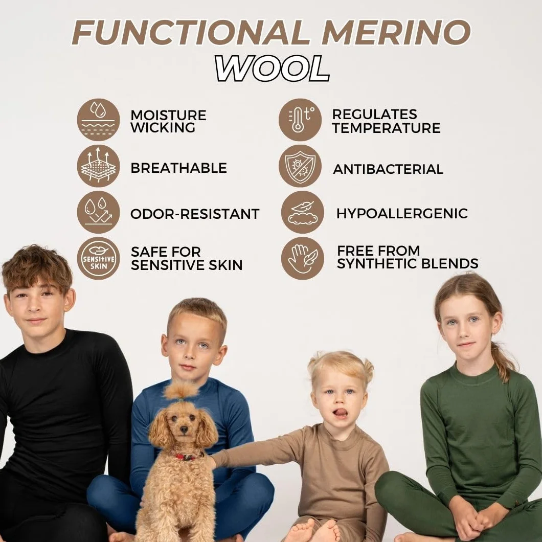 menique Camiseta unisex de manga larga para niños y niñas de merino orgánico