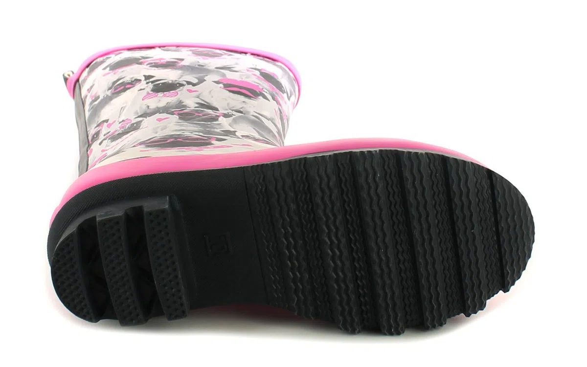 Nuevo niña/Infantil Gris/Rosa Lindo Cerdito Botas de Agua Estampadas - Gris Carlino Estampado - GB Tallas 1-13