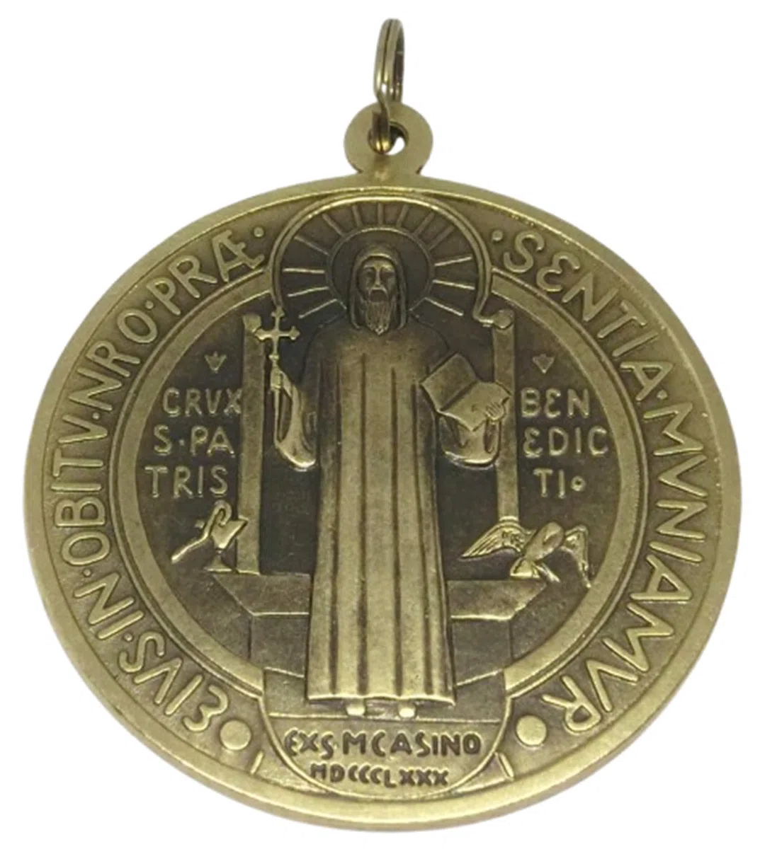 GTBITALY Medalla de cruz de San Benito de latón envejecido, tamaño 10 cm, para exorcistas, exorcistas, exorcismos, sacerdotes, iglesias, 60.400.40