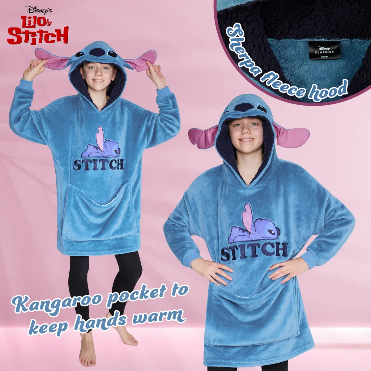 Disney Stitch Batamanta con Capucha Niños - 2 en 1 Sudadera de Forro Polar Grande Baby Yoda - Regalos Stitch Navidad