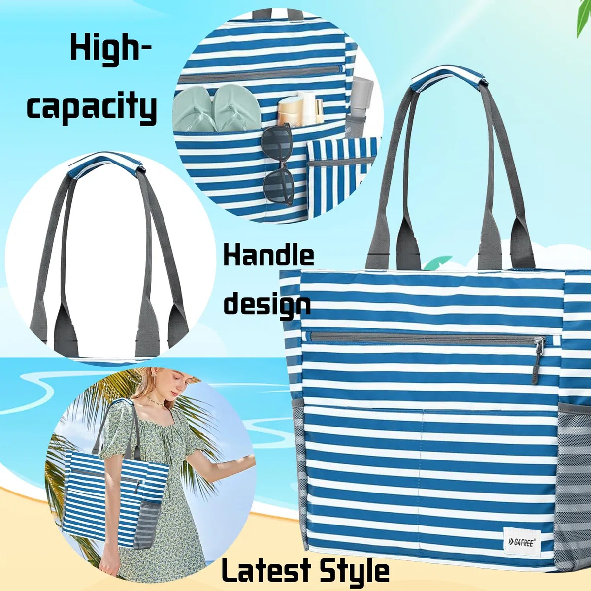 Bolsa de Playa Mujer, Grande y Pequeña Bolsa de Playa, para Playa, Viajes, Daily Pool Gym, Lightweight Shopping Grocery Bag