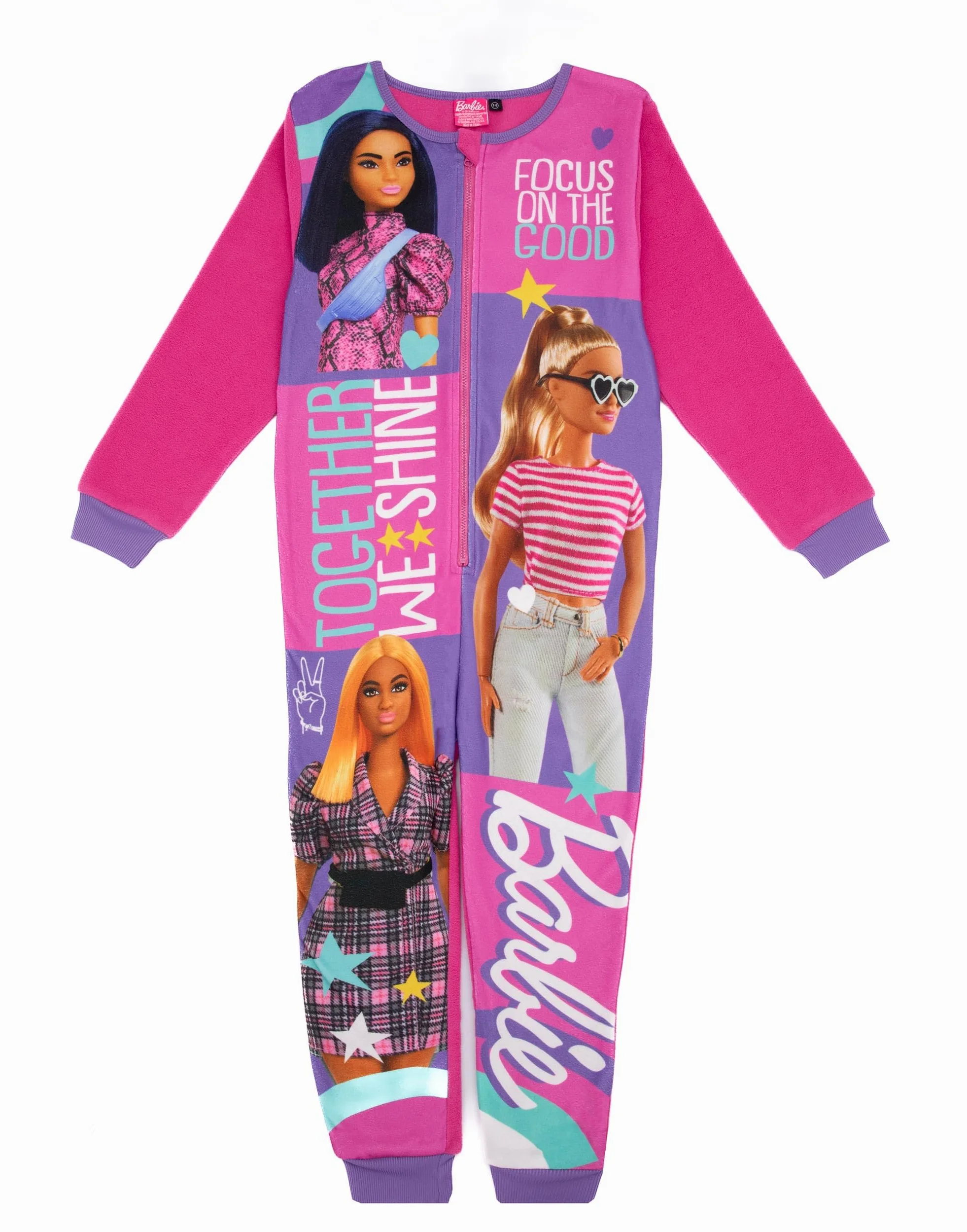 Barbie Girls' Pink All-in-One Nightwear | Experimenta el Encanto cómodo Mono Rosa | Ideal para el Ocio y la relajación | Diseñado para la máxima Comodidad