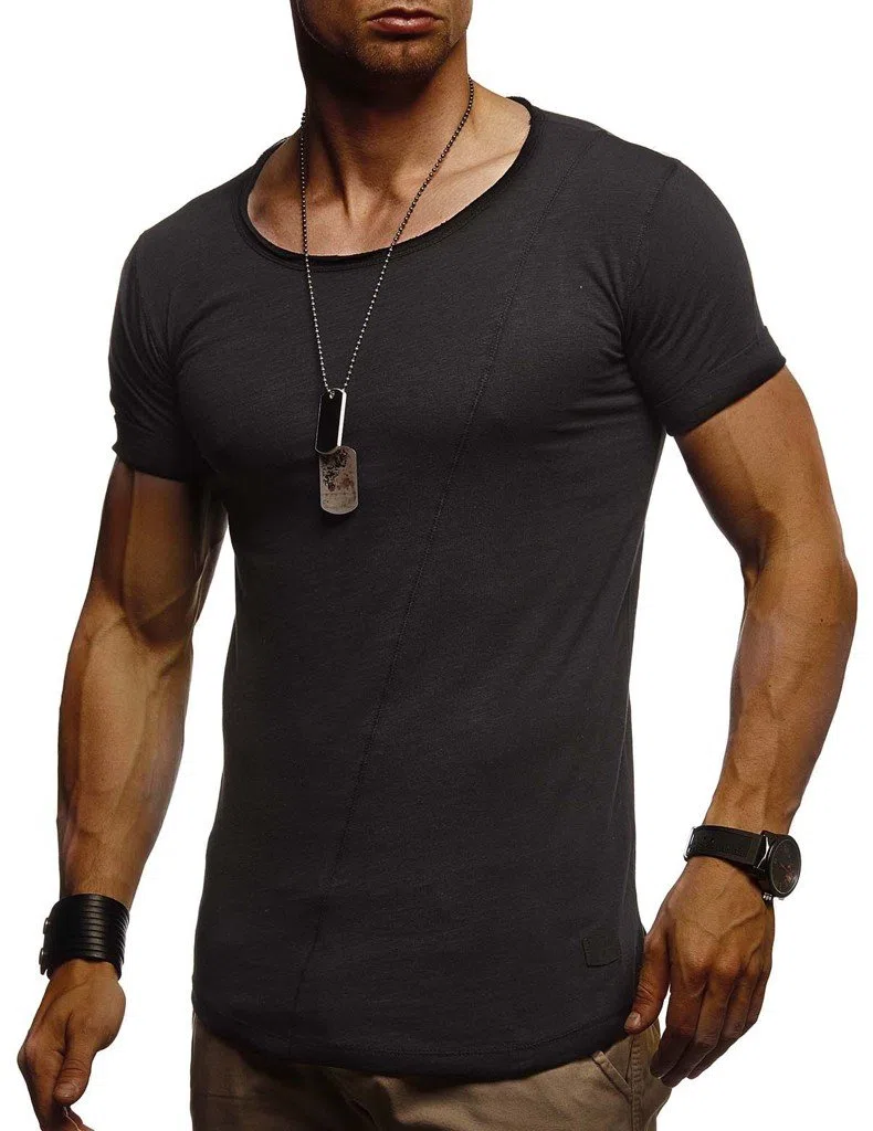 Leif Nelson Camiseta para Hombre con Cuello Redondo LN-8209