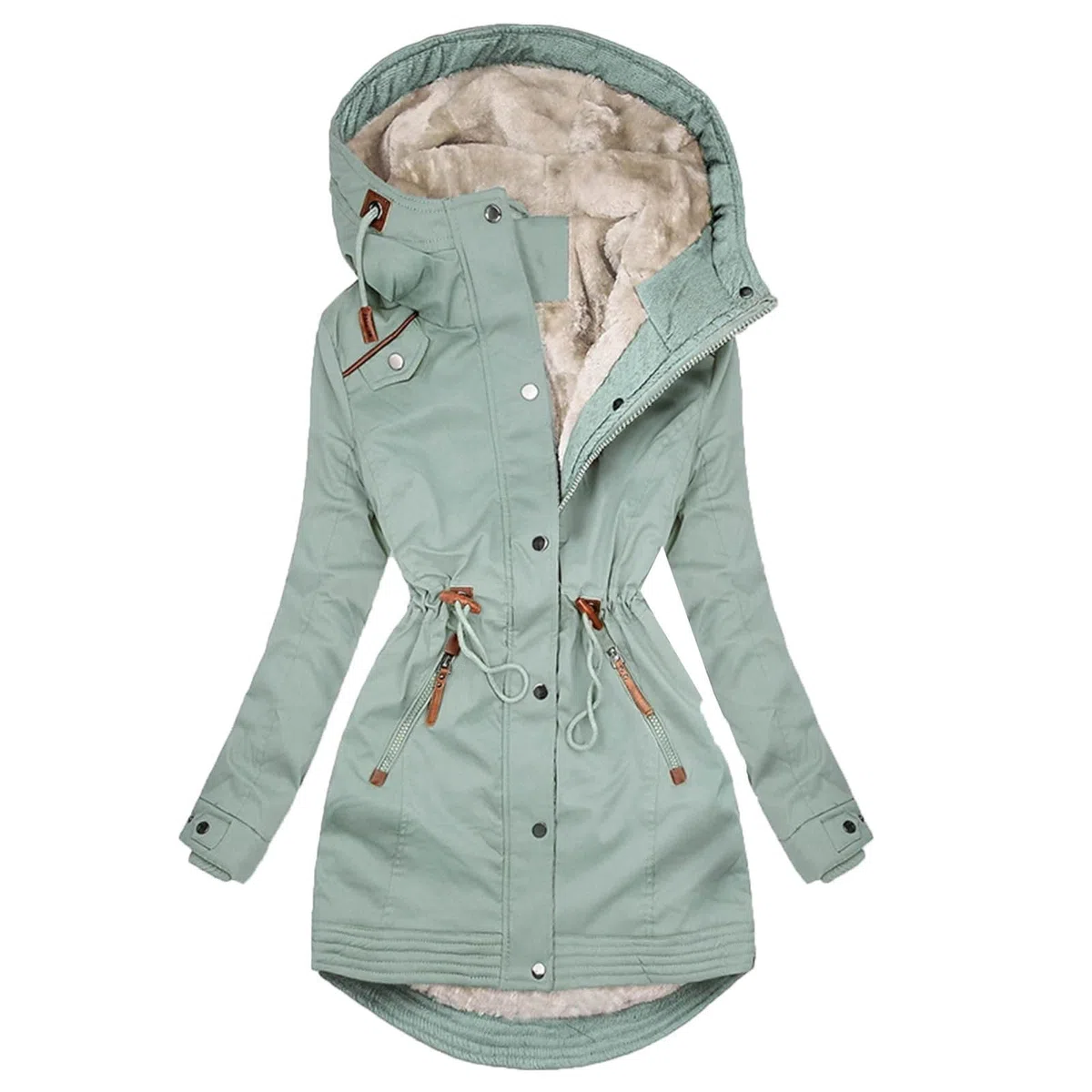 HAOLEI Abrigo Mujer Termico Chaqueta Mujer Invierno de Forro Polar con Capucha Abrigos Acolchada Largo con Cremallera Grueso Cálido Cazadora a Prueba de Viento Caliente Casual Parka con Bolsillos