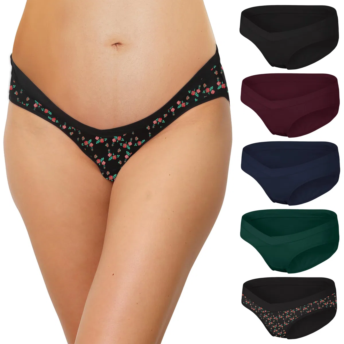 INNERSY Bragas Embarazadas Algodon Ropa Premama Embarazada Cintura Bajo Braguitas Maternidad Pack de 5
