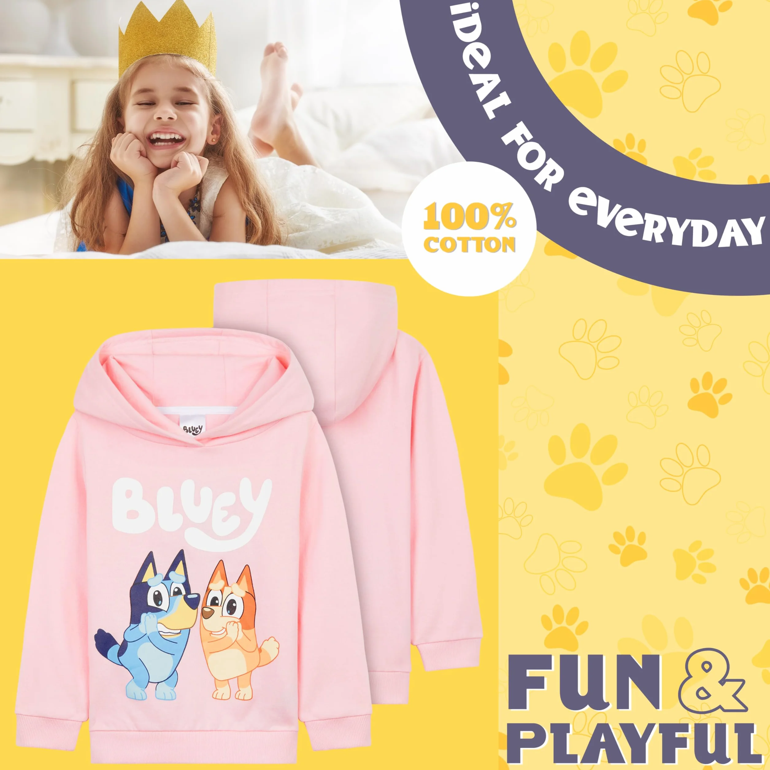 Bluey Chándal Conjunto de 2 Piezas para Niñas, Sudaderas con Capucha y Pantalones