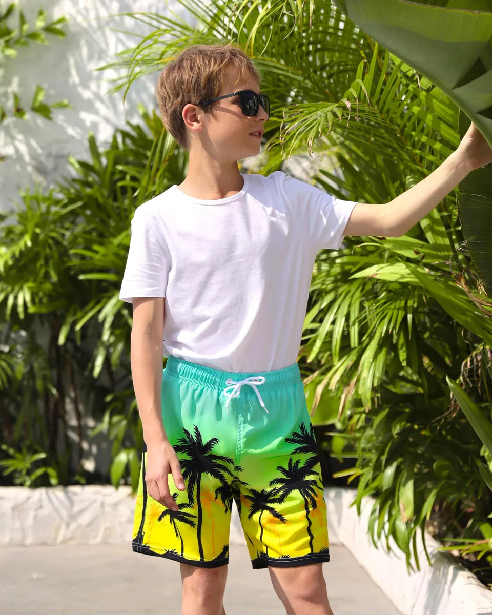 Traje de baño para niños con forro de compresión, pantalones cortos de natación de secado rápido para niños, traje de baño de playa
