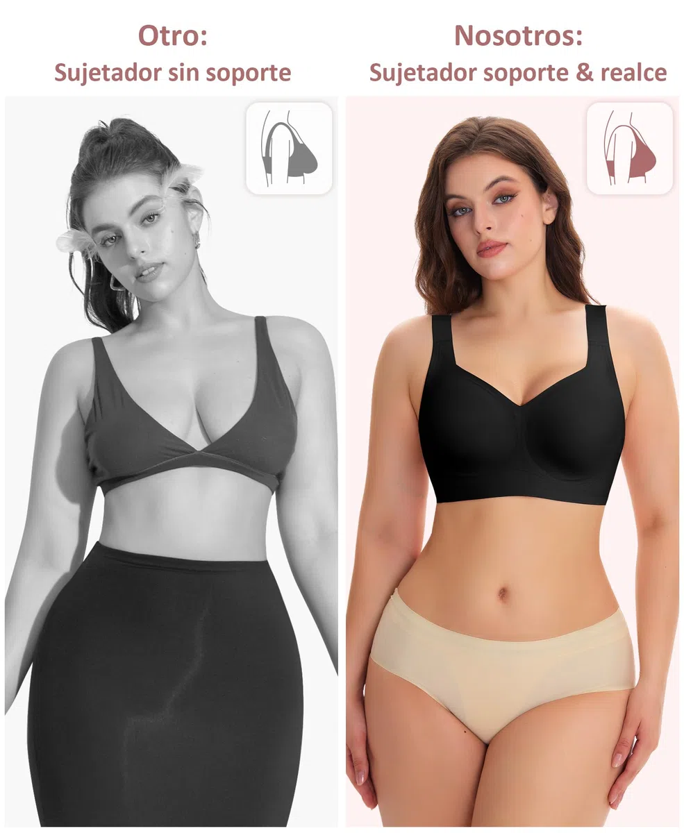 Ganado Sujetadores sin Aros Mujer Sujetador con Tirantes Anchos Push up con Relleno Básicos Reductors Bralette sin Costuras