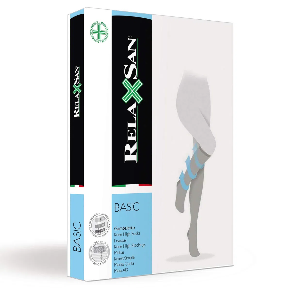 Relaxsan Basic 700 Medias a la rodilla 70 Den de compresión graduada sin talón 12-17 mmHg