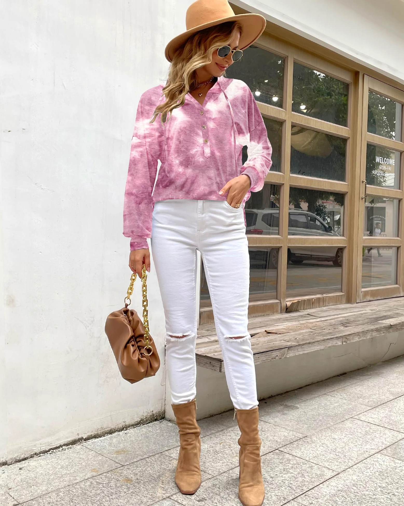 PLOKNRD Sudadera Extragrande para Mujer de Manga Larga con Botones y Capucha con Cordón