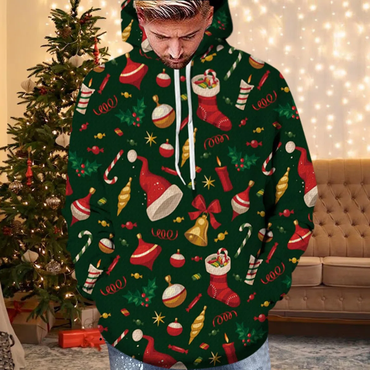 Sudaderas Con Capucha Para Hombre Sudadera Con Capucha De Los Hombres Camisas De Manga Larga Para Entrenamiento Hombre Suéter a Cuadros Sudadera Cuello Redondo Polar Peso Medio Talla Normal O Y Larga