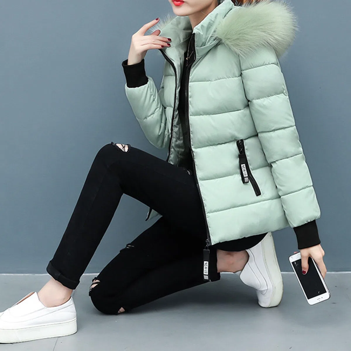 Abrigo De Invierno Cálido con Capucha para Mujer, Chaqueta Acolchada Gruesa, Algodon Capucha, Exterior Felpa Cintura, Esqu?Y