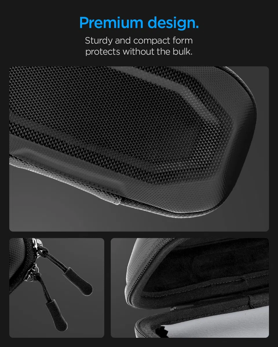 Spigen LIFE Lock Fit Funda para Gafas de Sol Resistente, Estuche Protector Rígido de EVA con Mosquetón Abrebotellas - Negro