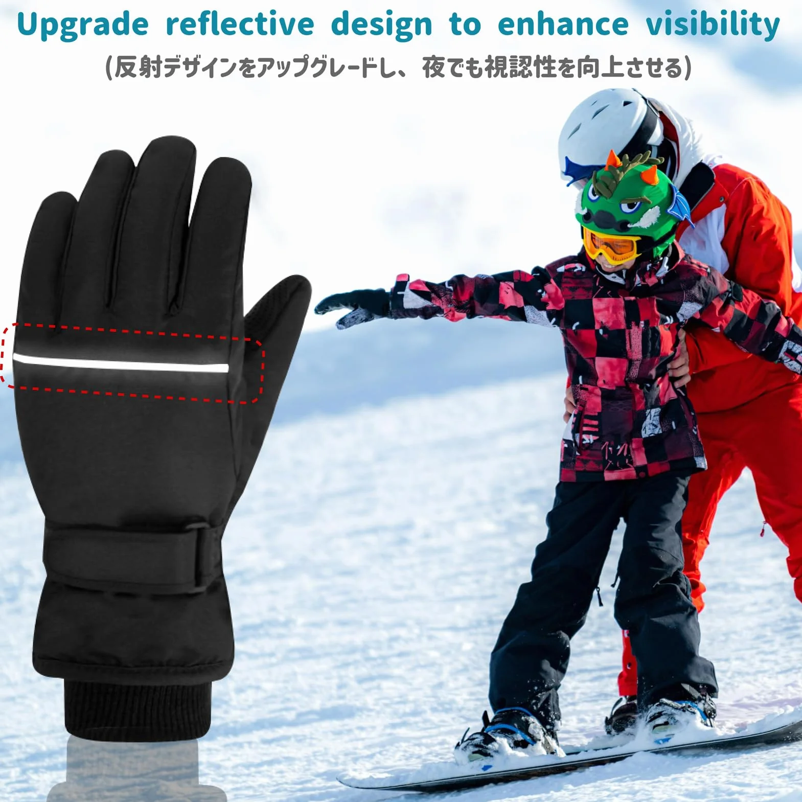 Azarxis Niños Guantes de Invierno Guantes de Esquí Cálidos Antideslizante Guantes de Nieve para Esquí Snowboard Ciclismo al Aire Libre para Niños y Niñas