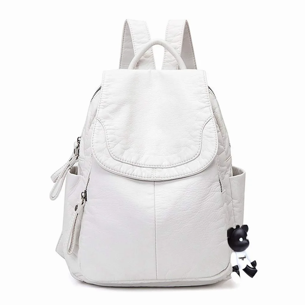 BUKESIYI Mujer Bolsos Mochila Niña Vestir Antirobo Pequeña Casual Bandolera Portatil PU Cuero Piel ES78179 Gyöngyfehér