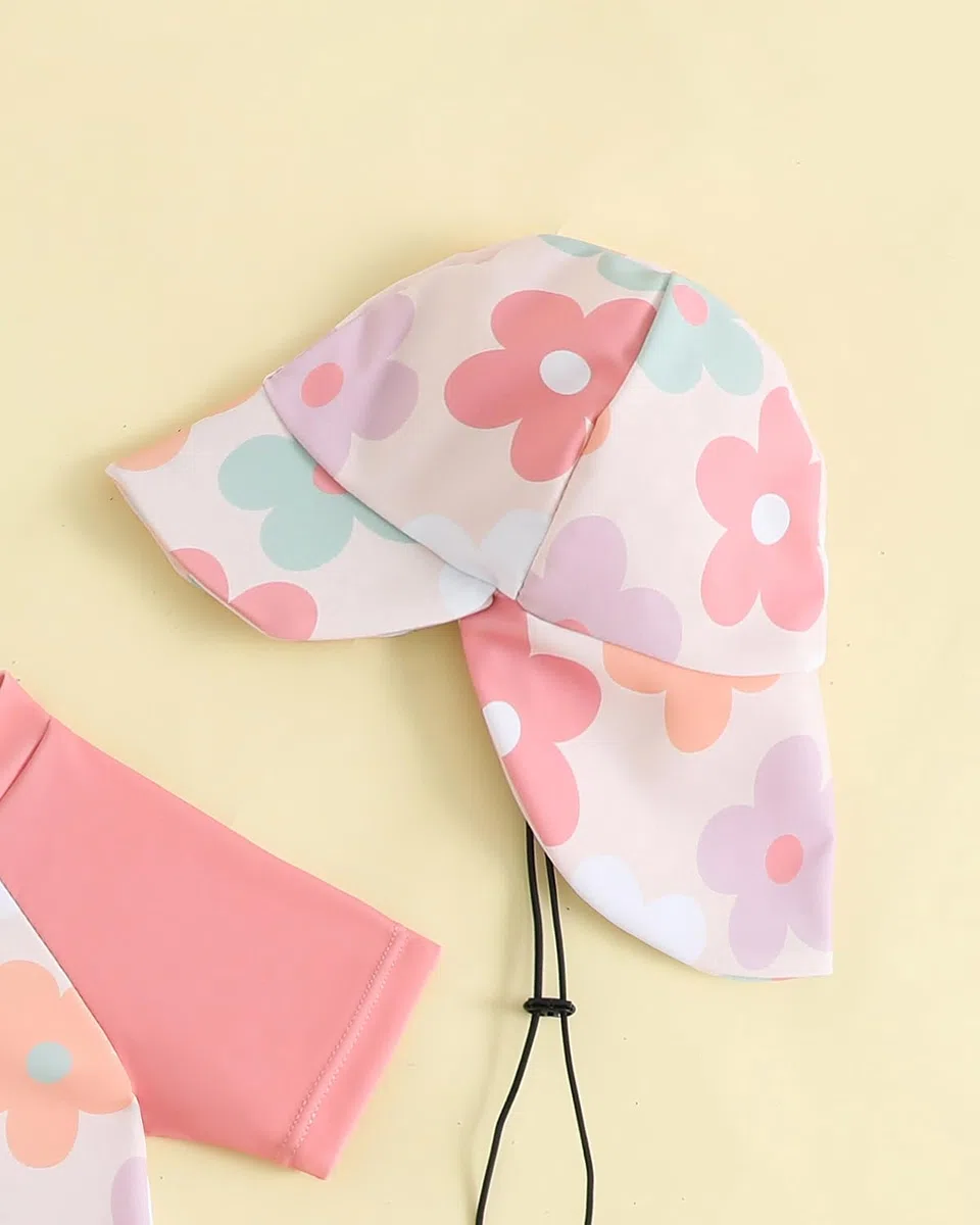 FishingDino Bañador Bebe de una Pieza con Protección UV, Traje Niña y Niño con Cremallera Frontal y Sombrero de Sol Camiseta Solar de Manga Corta