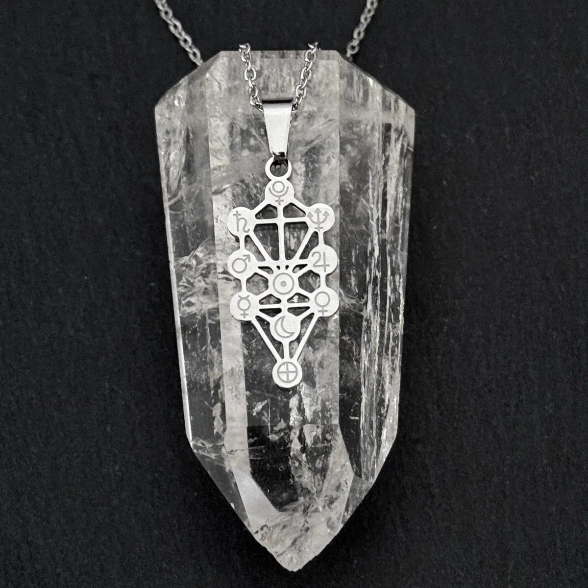 Simboliks Colgante de Kabbalah en Acero Inoxidable, Amuleto de Protección con el Árbol de la Vida, Diez Sefirot, Talismán Espiritual de la Cábala Judía, Símbolo Sagrado Sephiroth, Joyería Esotérica