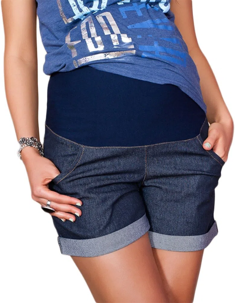 Mija - Pantalones Cortos Denim Jeans de Maternidad 9037