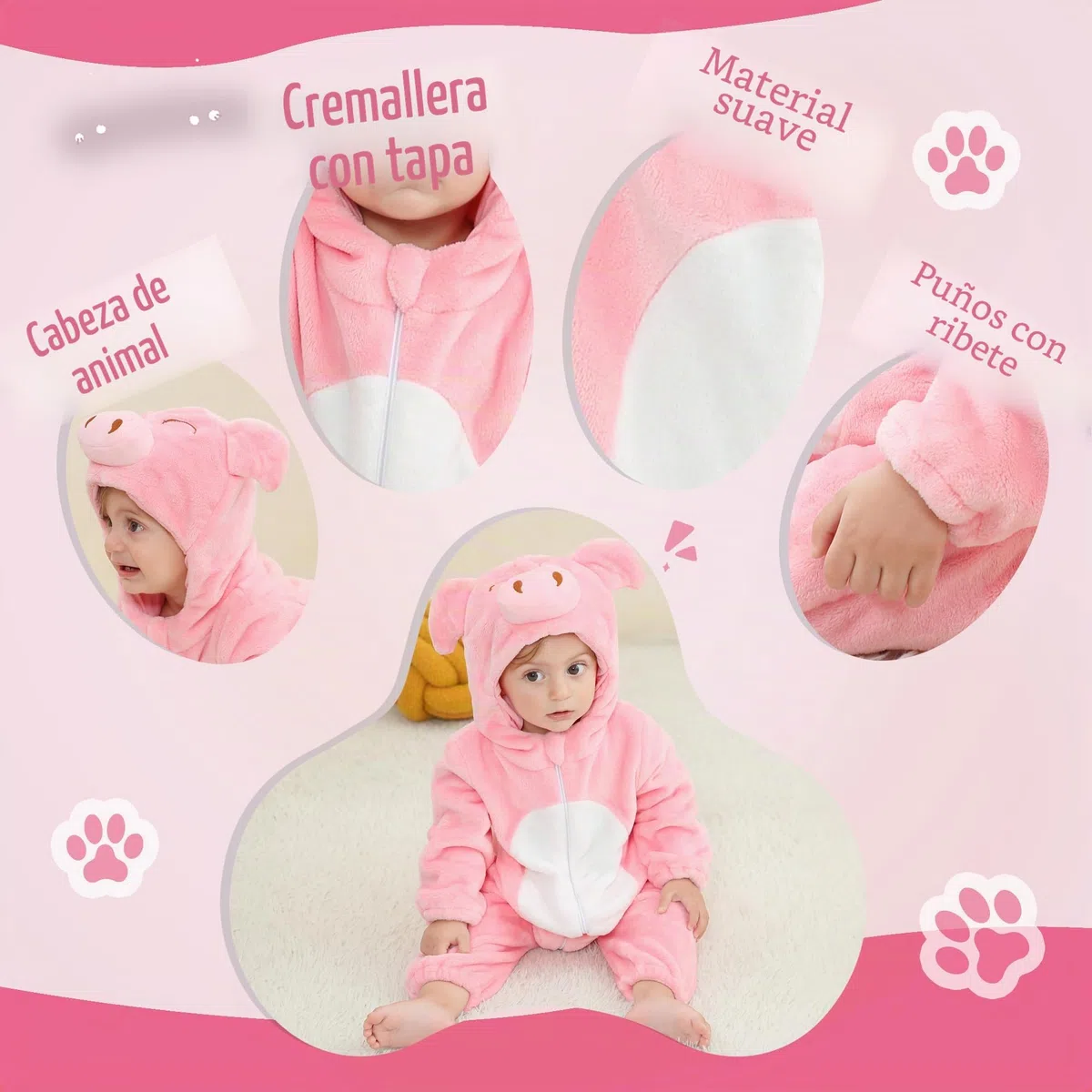 Traje de Cosplay de Halloween para Bebé Unisex con Capucha y Estampado de Animales 2-36 Meses