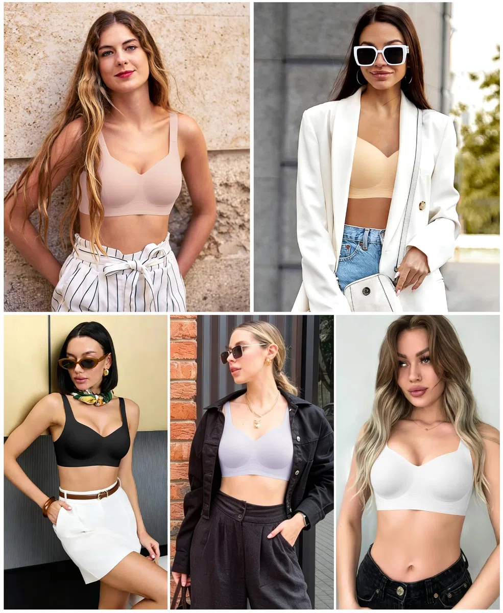 Ganado Sujetadores sin Aros Mujer Sujetador con Tirantes Anchos Push up con Relleno Básicos Reductors Bralette sin Costuras