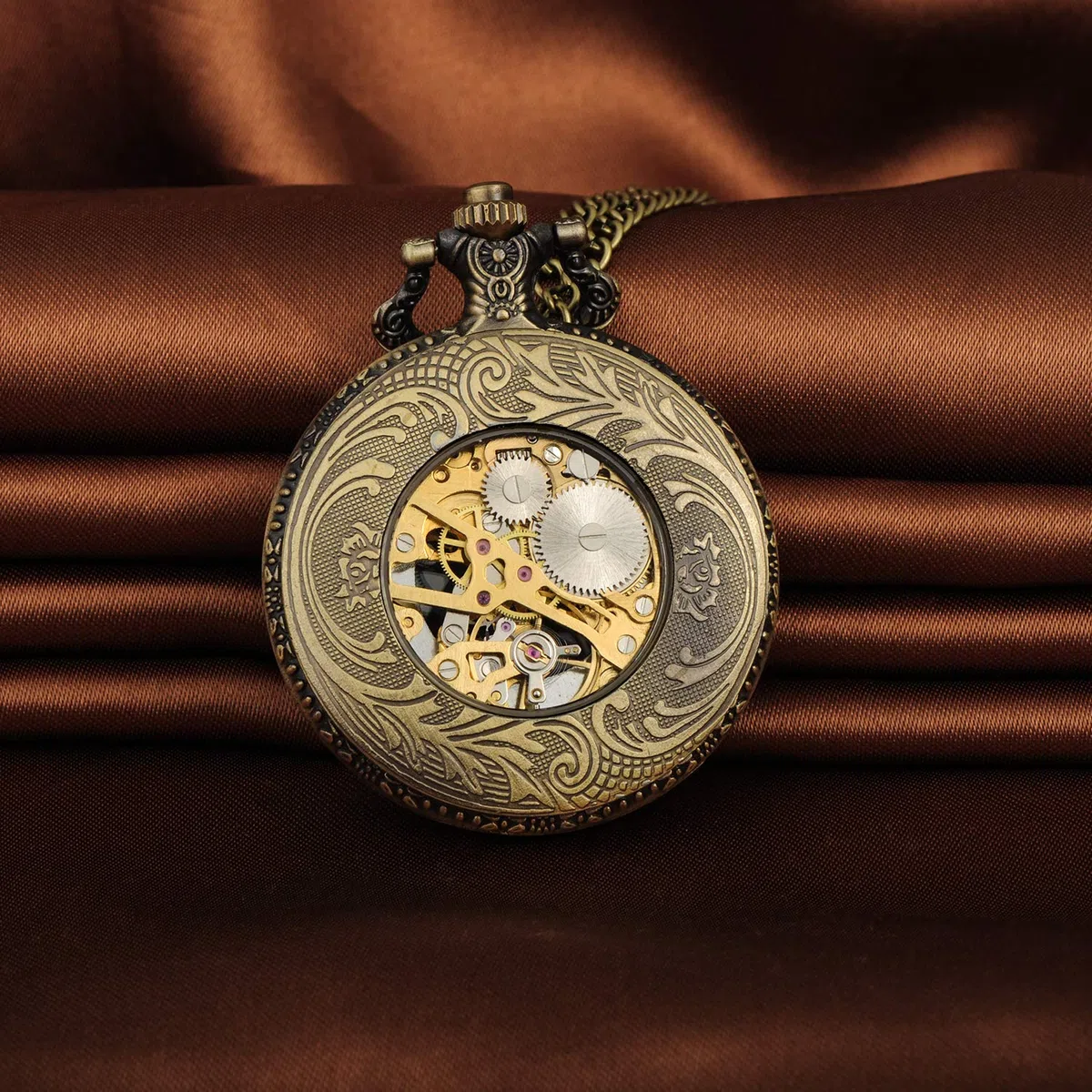 Infinito U-Reloj de Bolsillo Vintage para Hombre y Mujer Con 2 Cadena, 12 Constelación Brújula Mecánica Reloj de Bolsillo Rojo Bronce Llavero Steampunk Clásico Suéter Cadena Cadena de Cintura