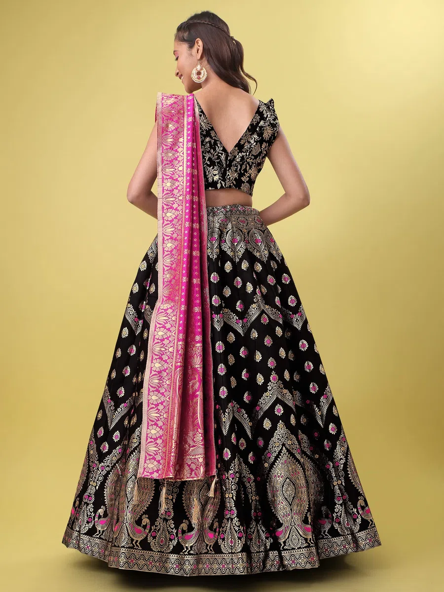 PURVAJA Lehenga choli de jacquard semipuntada para mujer (Veera)