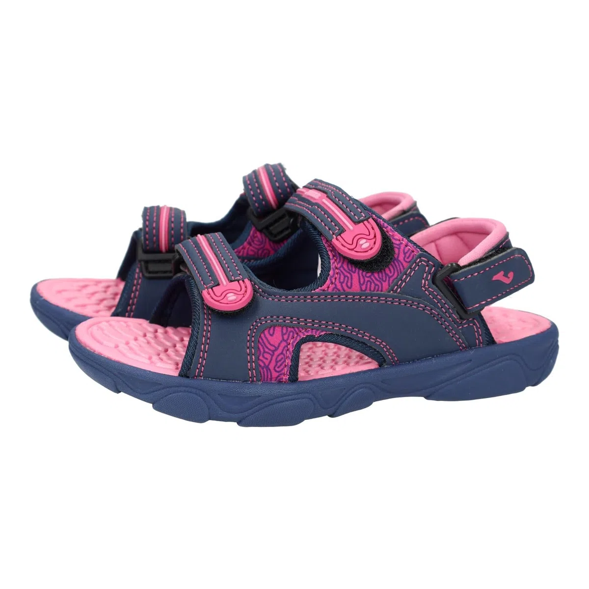 Joma SOCEJS2443V Sandalias de Verano para niñas, Color Azul Marino y Fucsia, con Cinta Textil Adhesiva, Sandalias de Goma para niñas NIÑA Sandalias