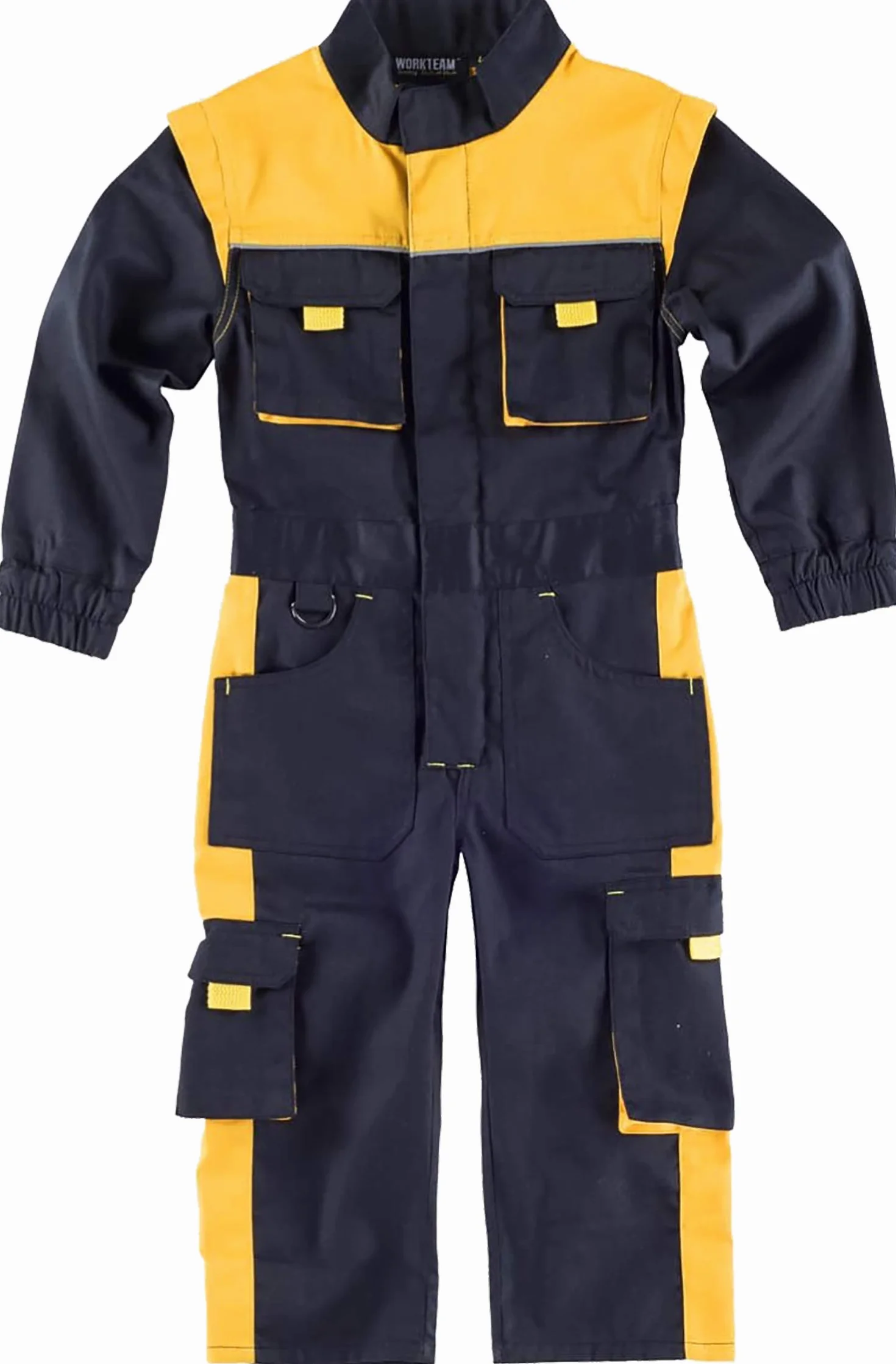 Teamwork Workteam Mono de Trabajo Infantil, Buzo de niños. Infantil Negro+Amarillo 16