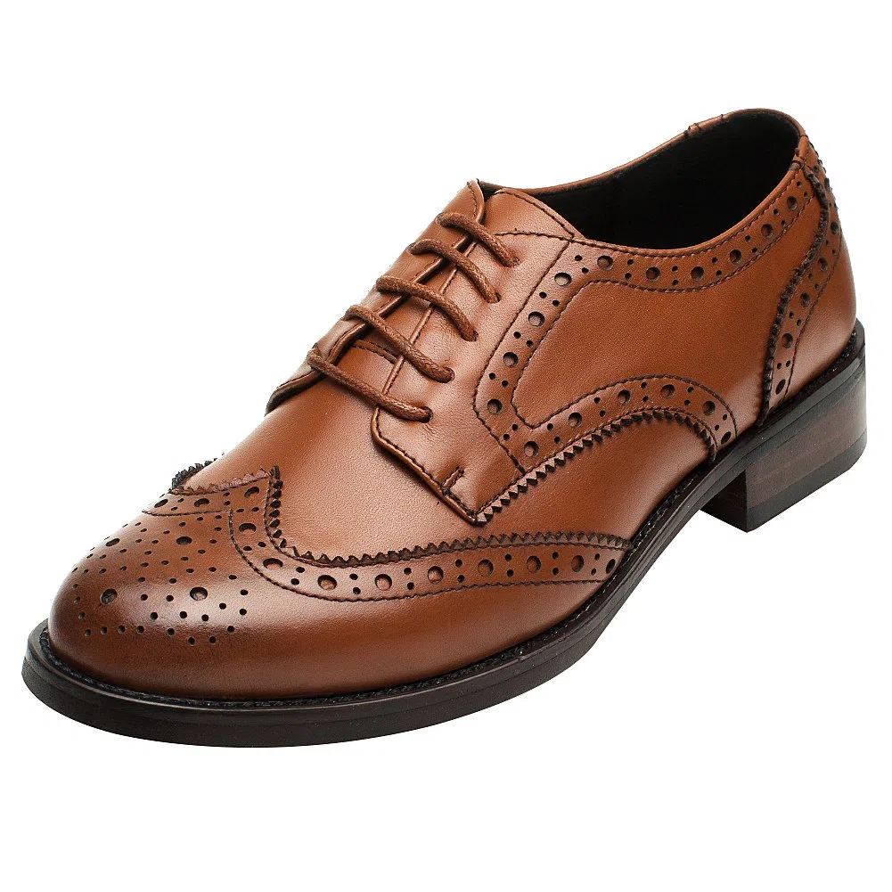 rismart Mujer Brogue Dedo del Pie Puntiagudo Puntas De ala Oxfords Zapatos De Cordones