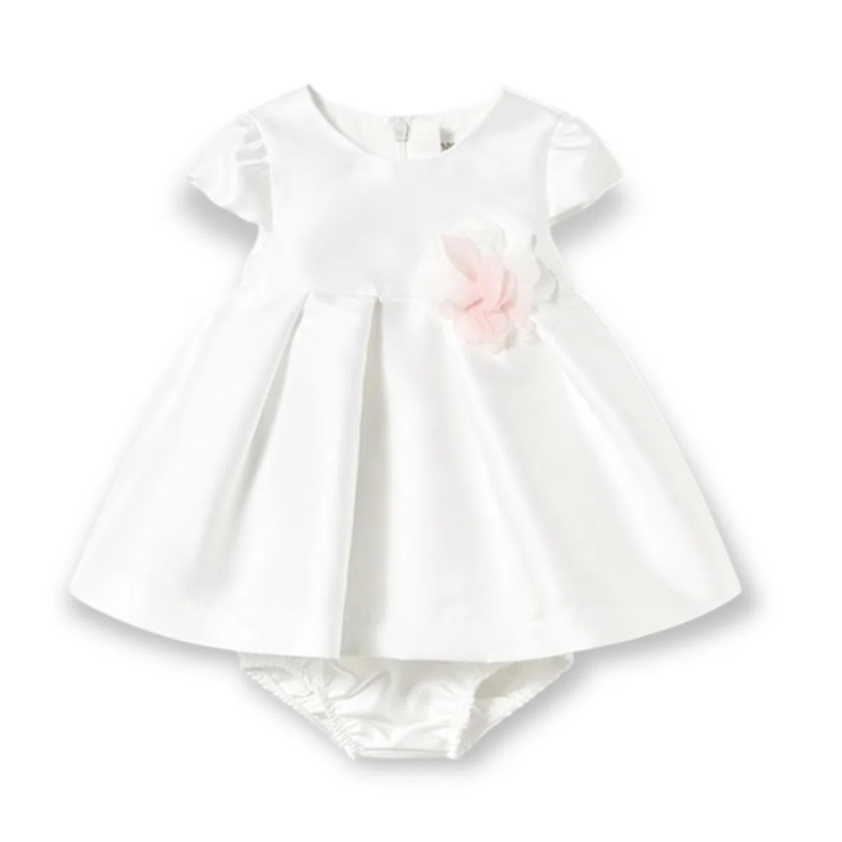 Mayoral Newborn Vestido de ceremonia con flor aplicada y bragas a juego
