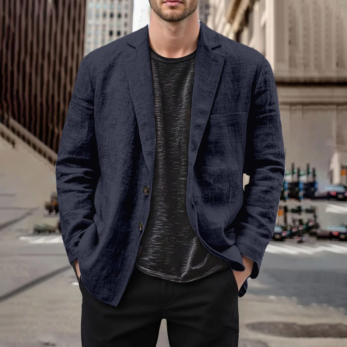 Chaqueta de lino ligero para hombre deportiva chaqueta deportiva de verano blazer de algodón cuello vuelto botones chaquetas de negocios cómodos trajes tops traje chaquetas deportivas abrigo elegante