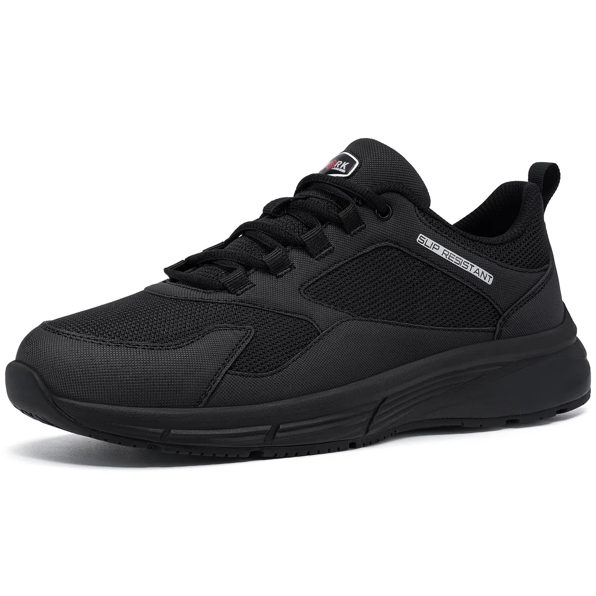 LARNMERN Hombre Zapatos de Cocina Trabajo Antideslizantes Zapatos Hosteleria Zapatillas Cocina Food Service Shoe Camarero Sanitario,Microfibra Negro//42.5 EU