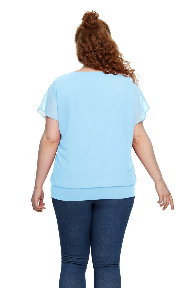 Yommay Blusas de verano para mujer, elegantes, informales, de gasa, camisetas de manga corta