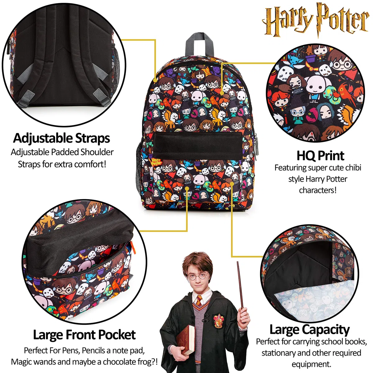 Harry Potter Mochilas Escolares Juveniles, Material Escolar Para Niños, Mochila Gran Capacidad Para Colegio Viajes, Merchandising Regalos Para Niños Niñas y Adolescentes