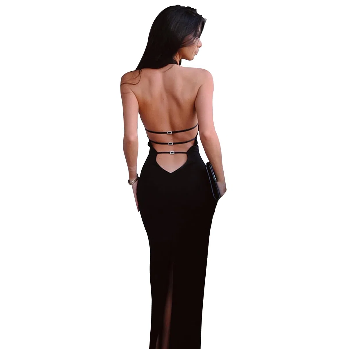 Vestido Sexy de Cóctel para Mujer Vestido de de Espagueti Halterneck Bodycon Vestido sin Mangas Vestido Largo sin Respaldo Verano