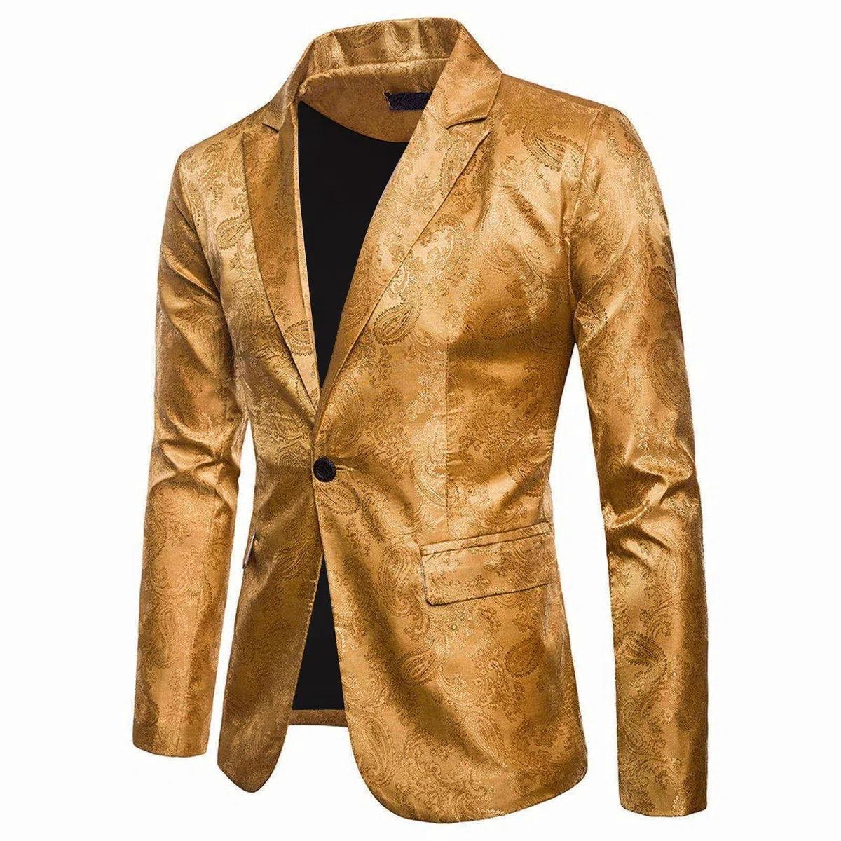 Sakko - Chaqueta de traje de lentejuelas para hombre, diseño floral, para fiestas, bailes de graduación, jacquard, solapa, un botón, cachemira, esmoquin, chaquetas de traje, bodas, fiestas