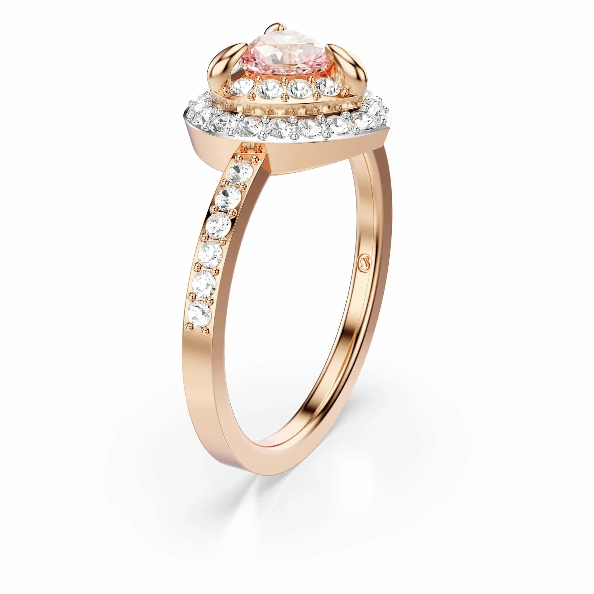 Swarovski One Collezione Anello con motivo, Taglio a cuore, Pavé, Cuore, Rosa, Finitura in metallo misto